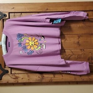 A-Lab Gayle Purple Crop Long Sleeve Tee Large